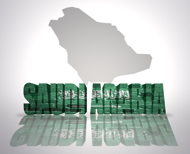 Wort saudi arabia auf einem Kartenhintergrund - Foto, Bild