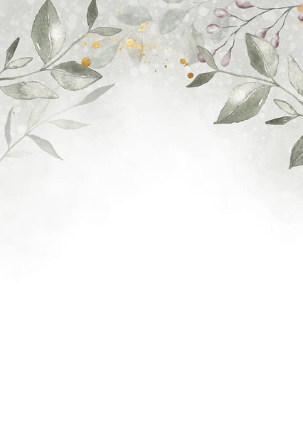 Hojas pálidas - banner de diseño botánico. marco de borde de acuarela pastel floral. - Foto, Imagen