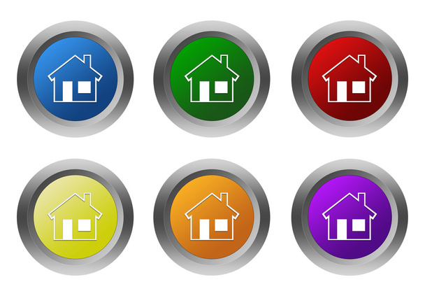 Ev sembolü ile yuvarlak renkli düğmelerinin ayarla - Fotoğraf, Görsel