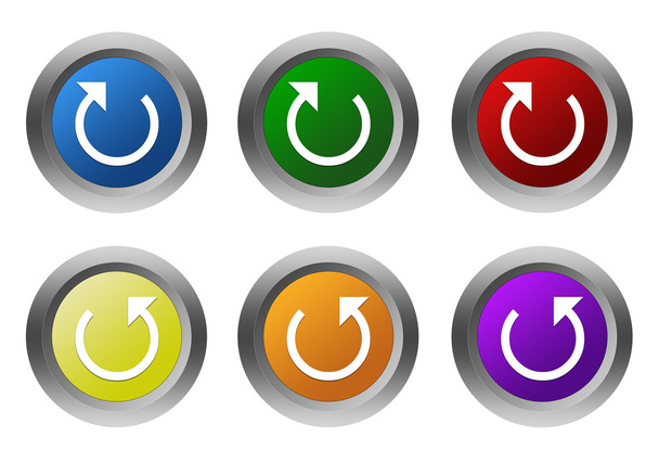 Ensemble de boutons colorés arrondis avec symbole de flèche
 - Photo, image