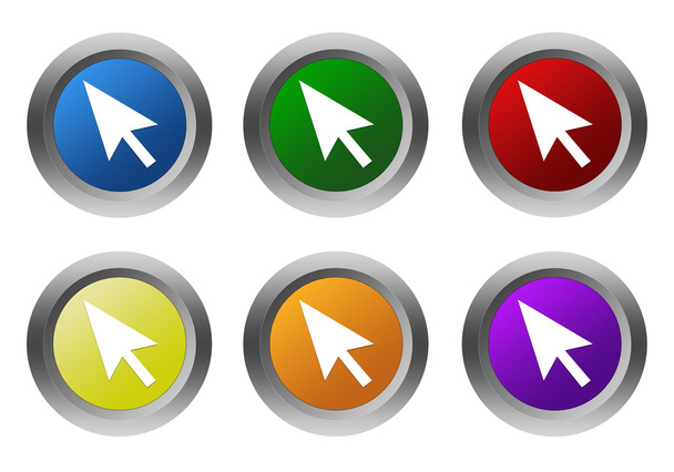 Σύνολο στρογγυλεμένες πολύχρωμα κουμπιά με βέλος σύμβολο - Φωτογραφία, εικόνα