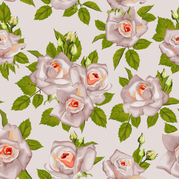 Όμορφο άνευ ραφής χρώμα τριαντάφυλλο πρότυπο, φόντο σε παστέλ χρώμα - Διάνυσμα, εικόνα