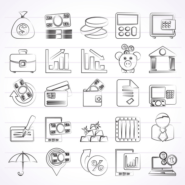 Bank, business and finance icons - Vector, Imagen