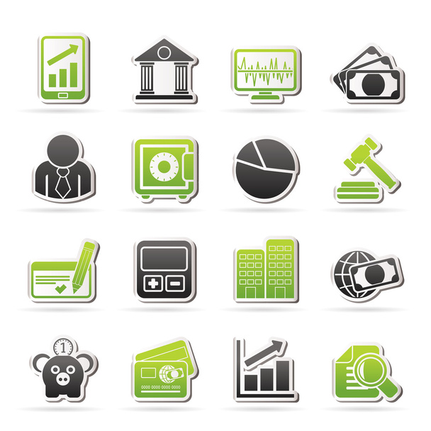 podnikání, finance a banky ikony - Vektor, obrázek