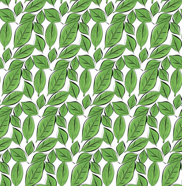 Vector hand drawn doodle leaves seamless pattern - Vector, Image
