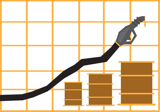 Kreative Grafik der Gaspreise, des Angebots, des Produktionsniveaus oder steigender Vorräte. Editierbare Clip Art. - Vektor, Bild
