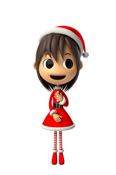 サンタ クロースの衣装を着ている少女 - 写真・画像