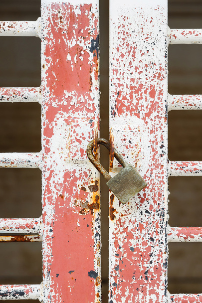 Old door and pad lock - Zdjęcie, obraz