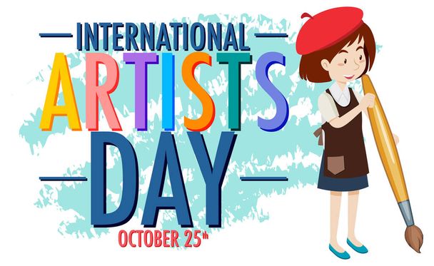 International Artists Day Poster Design illustration - Vektör, Görsel
