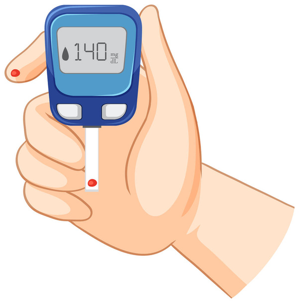 Blood glucose monitoring device illustration - Vetor, Imagem