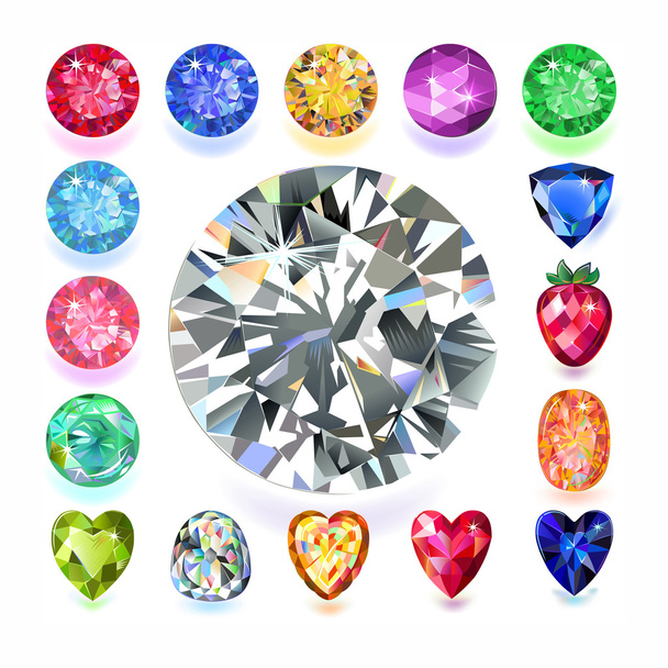 Rectangular composition colored gems set - Vector, Image