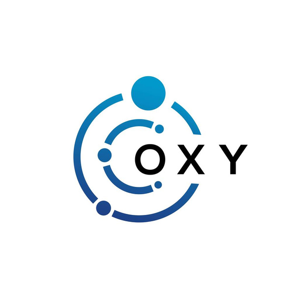 OXY kirjain teknologian logo suunnittelu valkoisella taustalla. OXY luova nimikirjaimet kirjain IT-logo käsite. OXY-kirjaimen rakenne. - Vektori, kuva