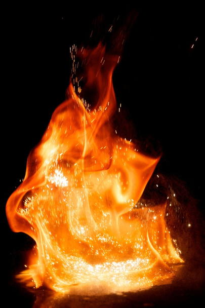 Fire explosion isolated on black background - Photo, Image