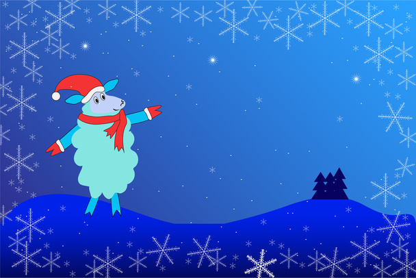 Christmas card with sheep - Вектор,изображение