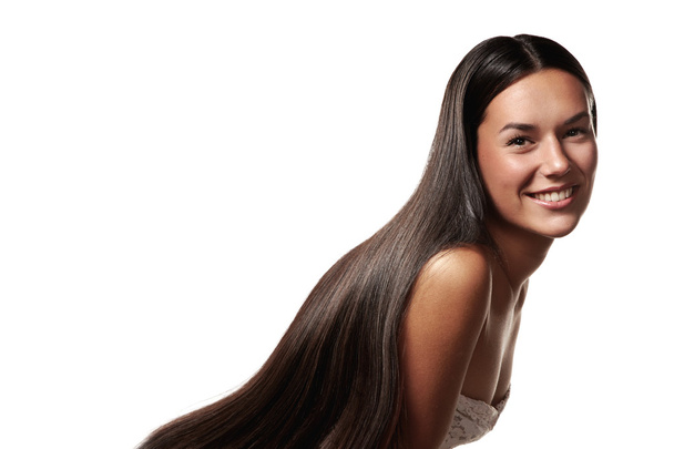 Femme aux cheveux longs et brillants
 - Photo, image