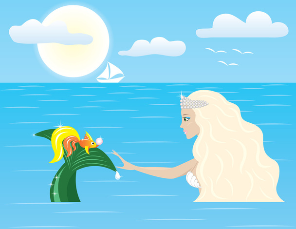 Sereia e peixinho dourado
 - Vetor, Imagem