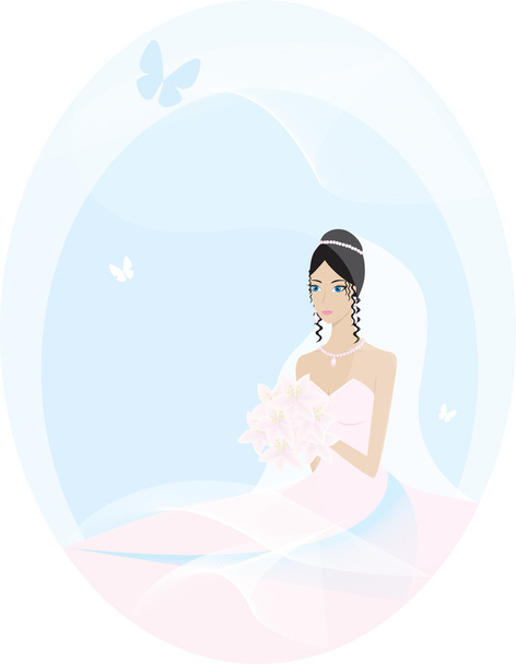 νύφη με μπουκέτο λουλούδια - Διάνυσμα, εικόνα