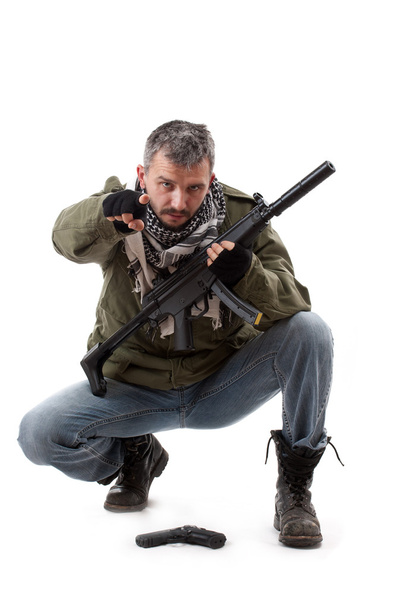 Terrorist with gun - Φωτογραφία, εικόνα