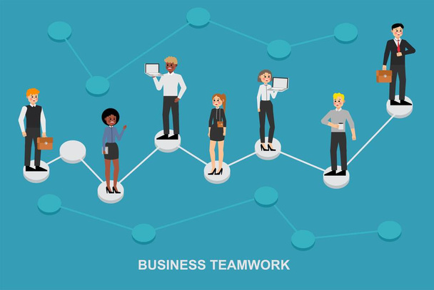 Group of people, business people and business women working in office vector character design. Diagram - Vektor, kép