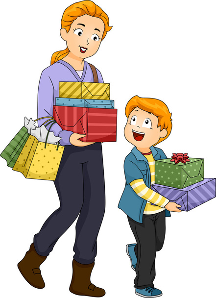 Mother and Son Gift Shopping - Photo, Image