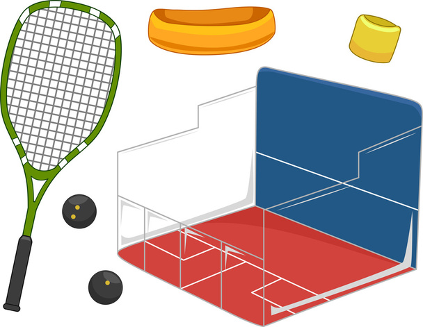 Verschiedene Squash-Ausrüstung - Foto, Bild