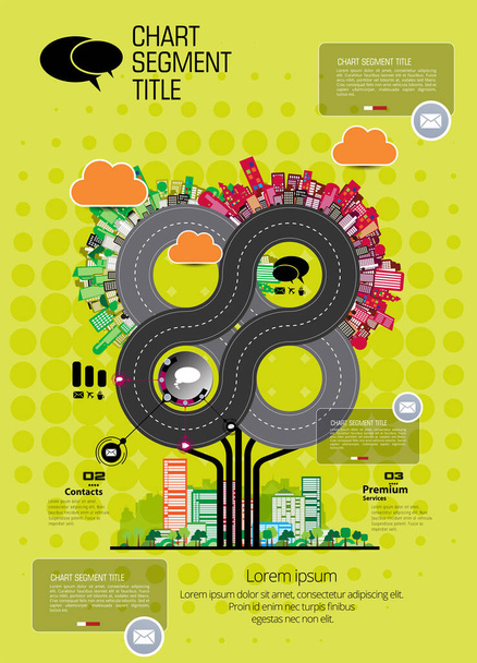 Vektorillustration der infographischen Stadtlandschaft. Smart City mit futuristischen Elementen - Vektor, Bild