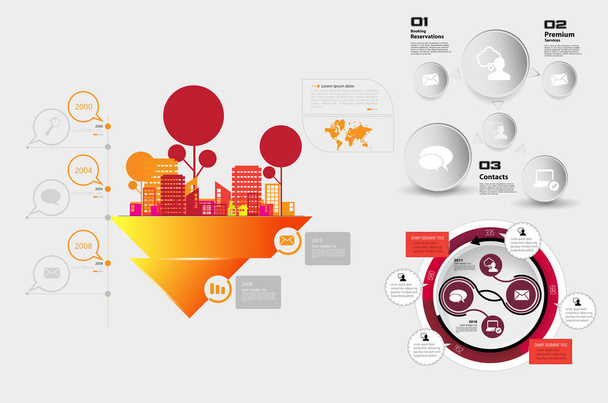 Vector illustration of infographic urban landscape. Smart city with futuristic elements - Vecteur, image