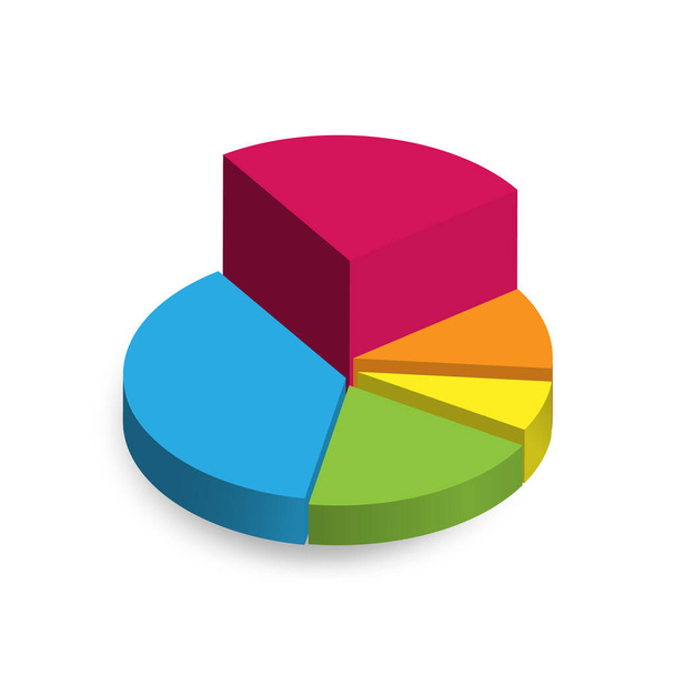3d pie chart graph is divided into parts. Realistic geometric infographic of 3 parts share for business presentation, design data finance, report. Business graph template. Vector illustration - Vector, afbeelding