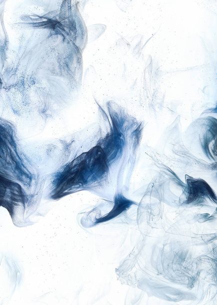 Liquid fluid art abstract background. Blue acrylic paint underwater, galactic smoke ocean - Fotó, kép