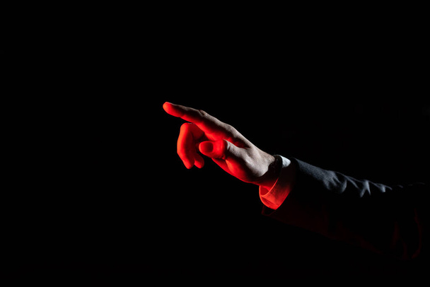 Businessman Pointing Important Infortmations With One Finger. - Фото, зображення