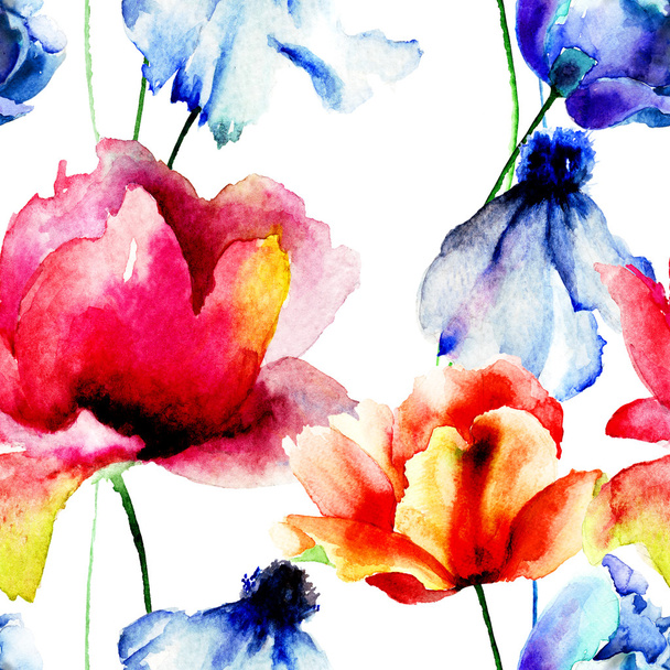 Seamless wallpaper with flowers - Photo, Image