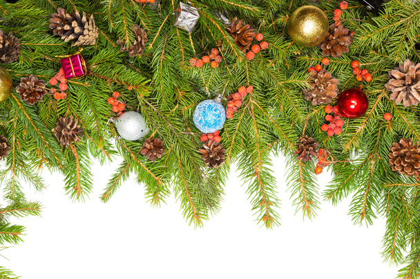 Vánoční hranice s dekorací - Fotografie, Obrázek