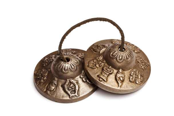 Тибетський буддизм tingsha тарілки ізольовані - Фото, зображення