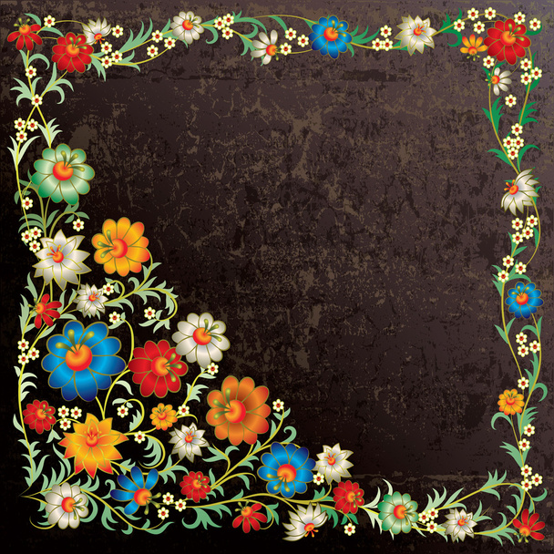 abstraktní grunge květinový ornament s květinami - Vektor, obrázek