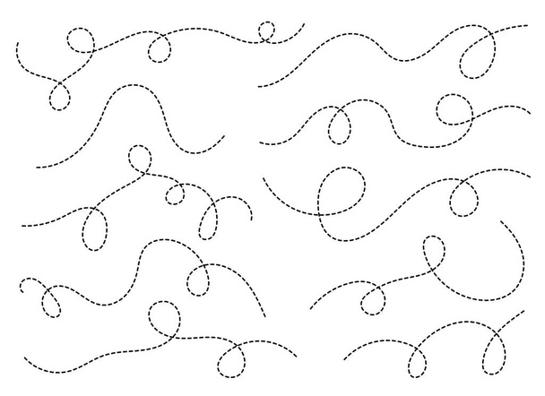 Forma linea curva tratteggiata a mano. Linea curva collezione di icone. Illustrazione vettoriale isolata su sfondo bianco - Vettoriali, immagini