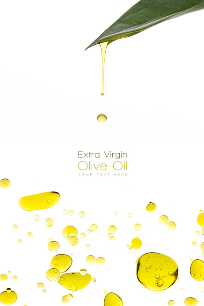 Beauty Treatment. Olive Oil Drops Isolated on White - Photo, Image