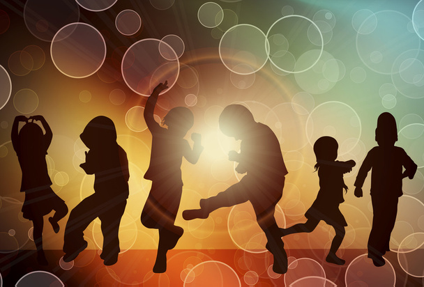 χορεύουν παιδιά σιλουέτες - Διάνυσμα, εικόνα