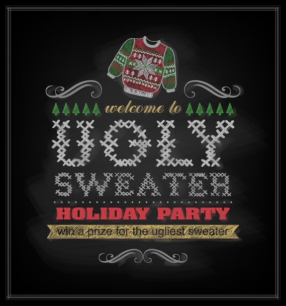 Christmas invitation on Ugly Sweater party - Vector, Image