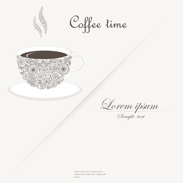 Cup of coffee with curly design elements - Вектор,изображение