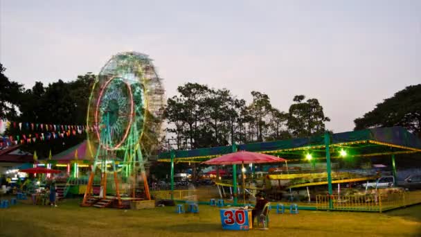Amusement park at night. Time Lapse. - Footage, Video
