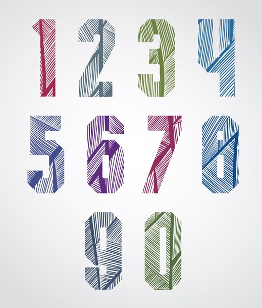 Pattern striped colorful decorative numbers.  - Vector, imagen