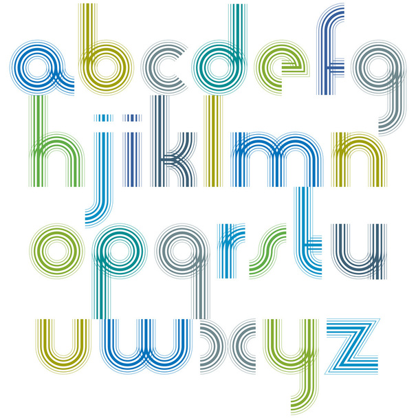 Colorful lowercase letters with rounded corners, animated light  - ベクター画像