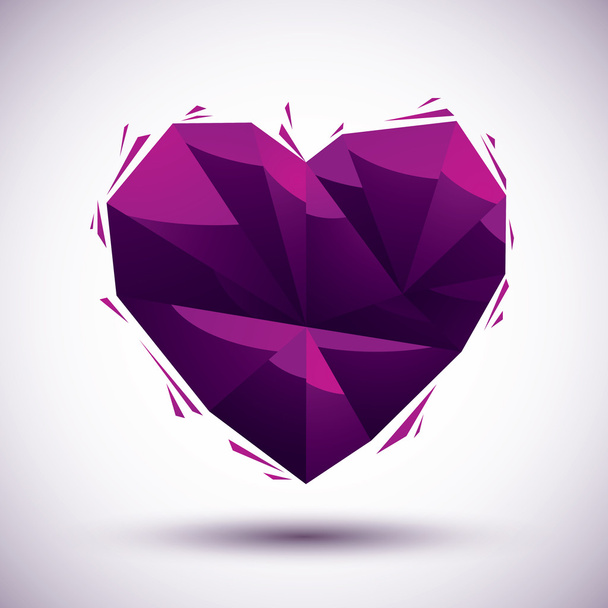 Violet heart geometric icon made in 3d modern style, best for us - Вектор,изображение