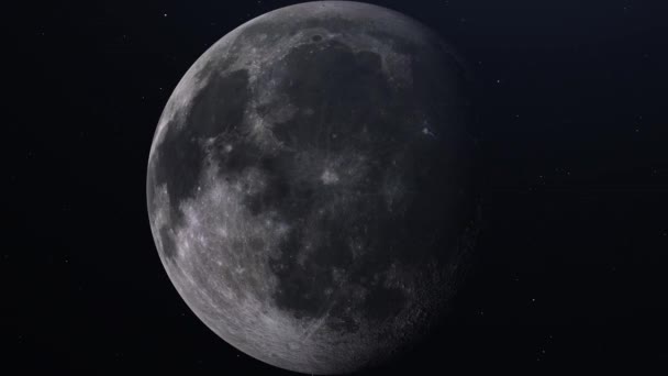 Ultra Gerçekçi Ay kendi ekseni etrafında yavaşça dönüyor. Dünya 'nın doğal uydusunun gerçekçi animasyonu. - Video, Çekim