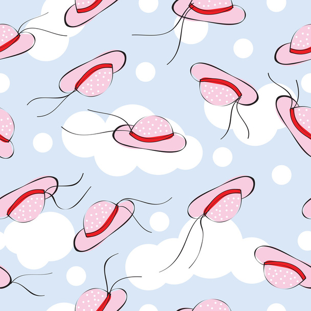 seamless pattern with pink women's hats - Vector, afbeelding