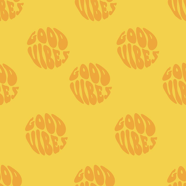 Good vibes only quote in circle seamless pattern - Vektör, Görsel