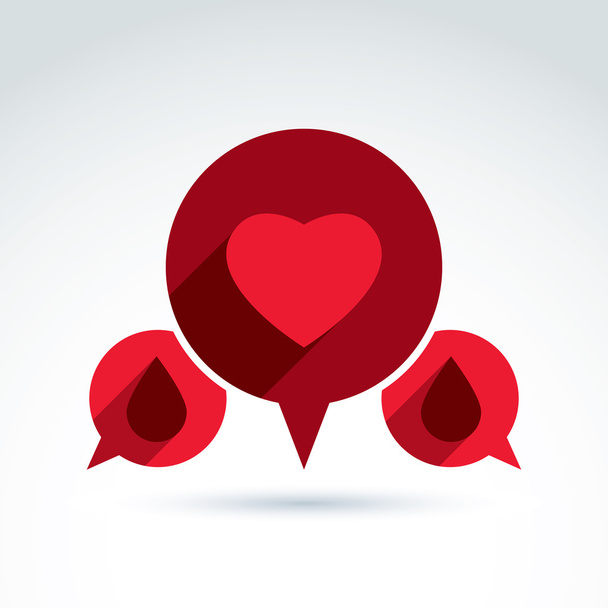 Circulatory system heart and blood icon, vector conceptual styli - Vektor, kép