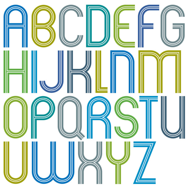 Rounded big jolly cartoon uppercase letters, striped light color - Vektor, Bild