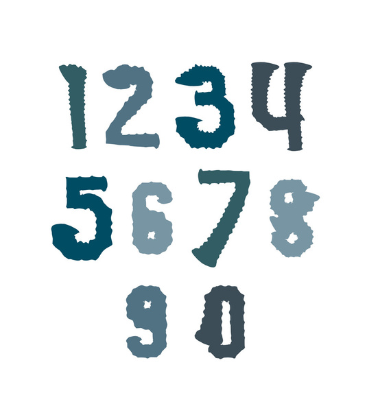Creative handwritten colorful numbers set from 0 to 10, vector g - Vector, Imagen