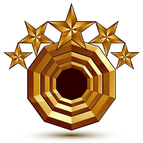 3d vector classic royal symbol, sophisticated golden round emble - ベクター画像